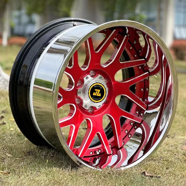 Jiangzao Chrome Finish Car Wheels Car 2-piece 3-piece Deep Dish Rims Custom Forged Alloy Luxury 18 19 20 21 22 23 24 Inch DZ117