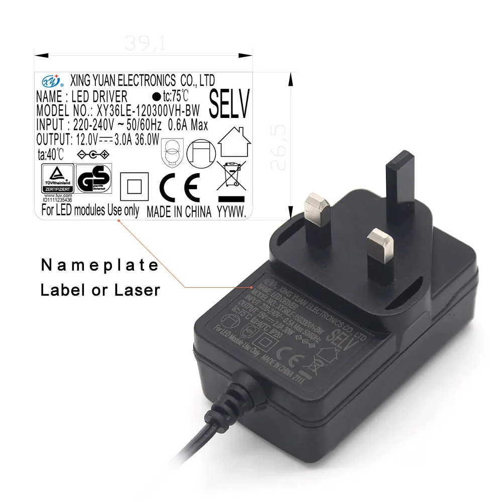 Competitive Price 12V 15V 2000mA Power Adapter With UK Plug 5.5*2.1*10MM Dc Jack AC Adapter Power