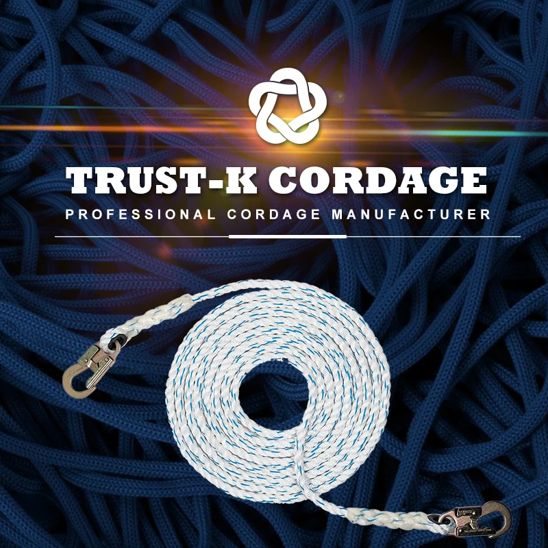 White with Yellow,Red,Green,Blue Tracer Trust-K Cordage Premium High Tension Safe Lifeline