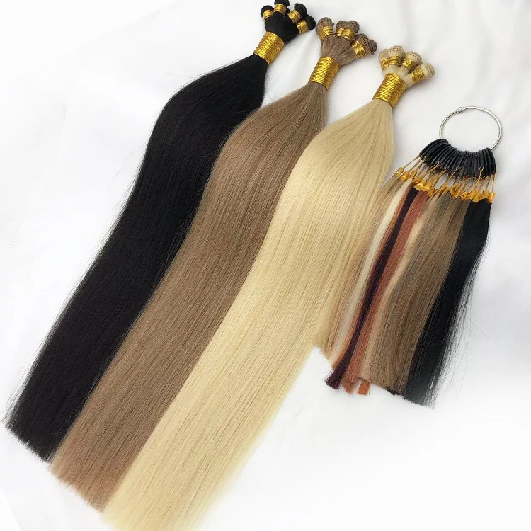 Luxury Double Drawn Hand Tied Weft Hair Extension Human Hair, Russian Hair Handtied Wefts