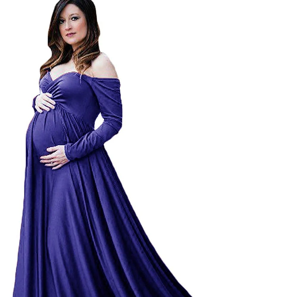 Горячая Распродажа красивое женское мерсеризованное Хлопковое платье для беременных с V-образным вырезом цельное длинное платье для фотосъемки