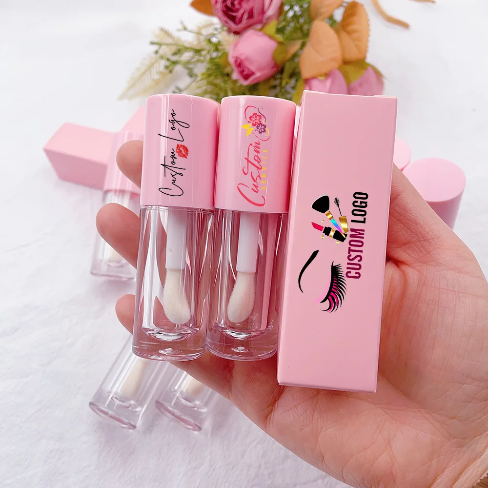 Vegan Clear Nude Lipgloss Vendor Round OEM Lip gloss Tubes Packaging 6ml Clear Lip Gloss Tubes With Big Brush Big Wand