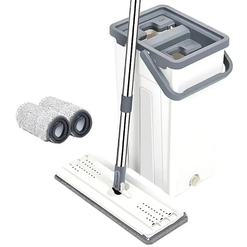 Magic Wash Flat Mop New Microfiber Wet And Dry 360 Flat Mop With Bucket Home Floor Cleaning Two Mop Cloth Microfibre Fabric