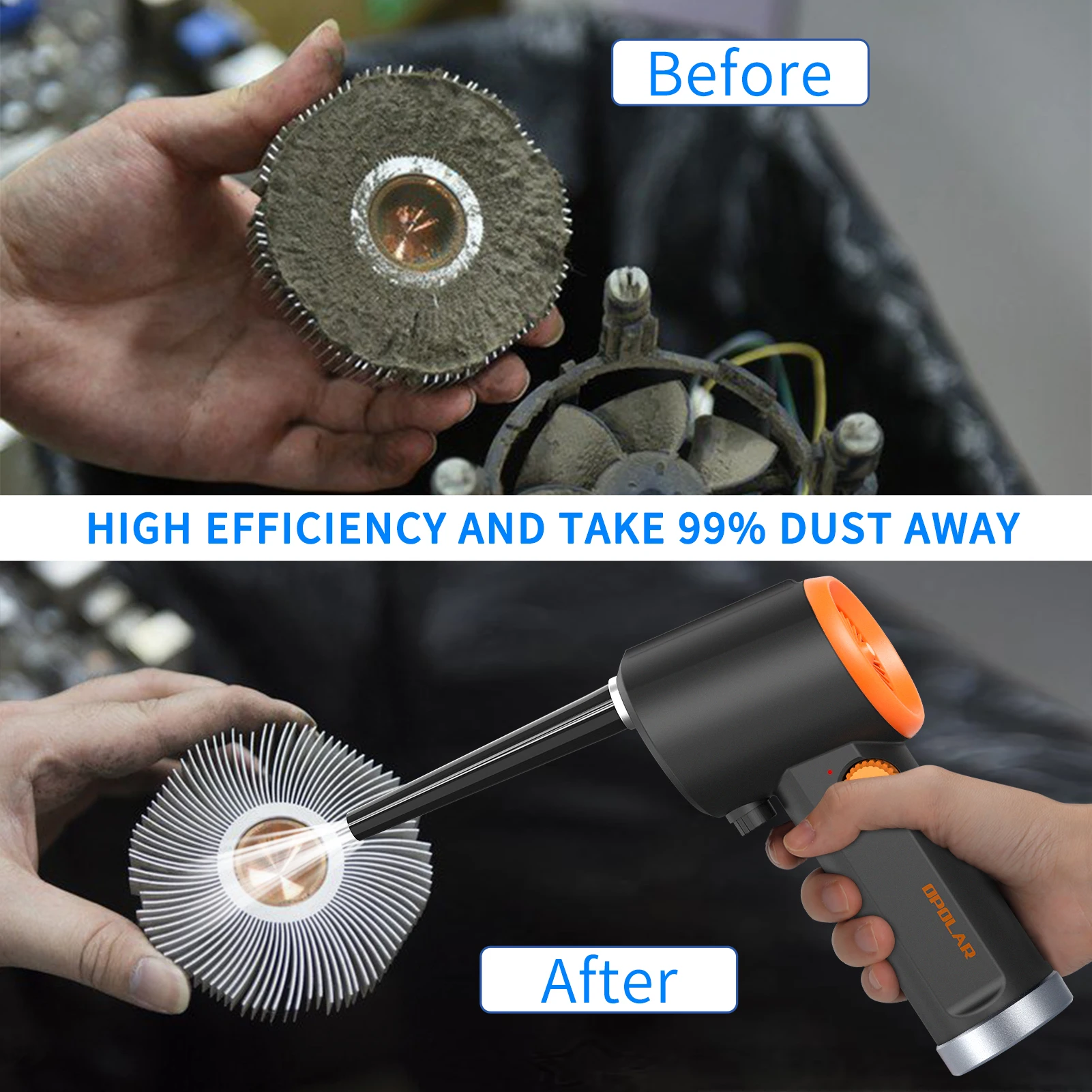 OPOLAR Car Keyboard Electric Computer Duster Blower Portable Air Duster Rechargeable Wireless Compressed Cordless Air Duster