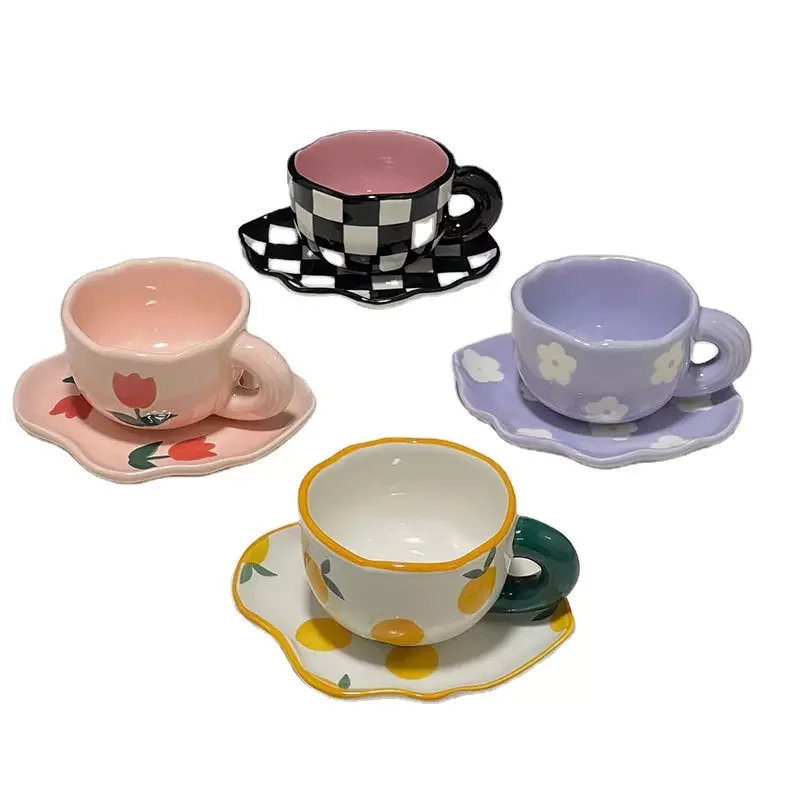 Керамическая посуда в скандинавском стиле, чашки ручной работы, кофейные кружки, глиняная чайная чашка и блюдце на заказ