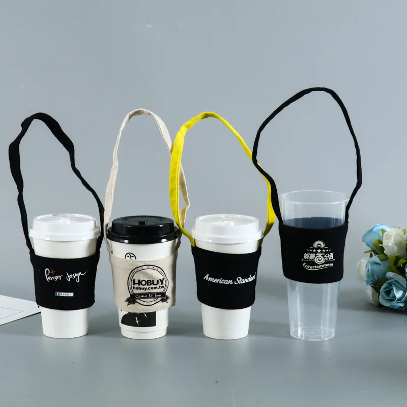 Уникальная ручка-тоут на заказ, портативный держатель для стаканов, напитков, чая, парусиновый тканевый, многоразовый