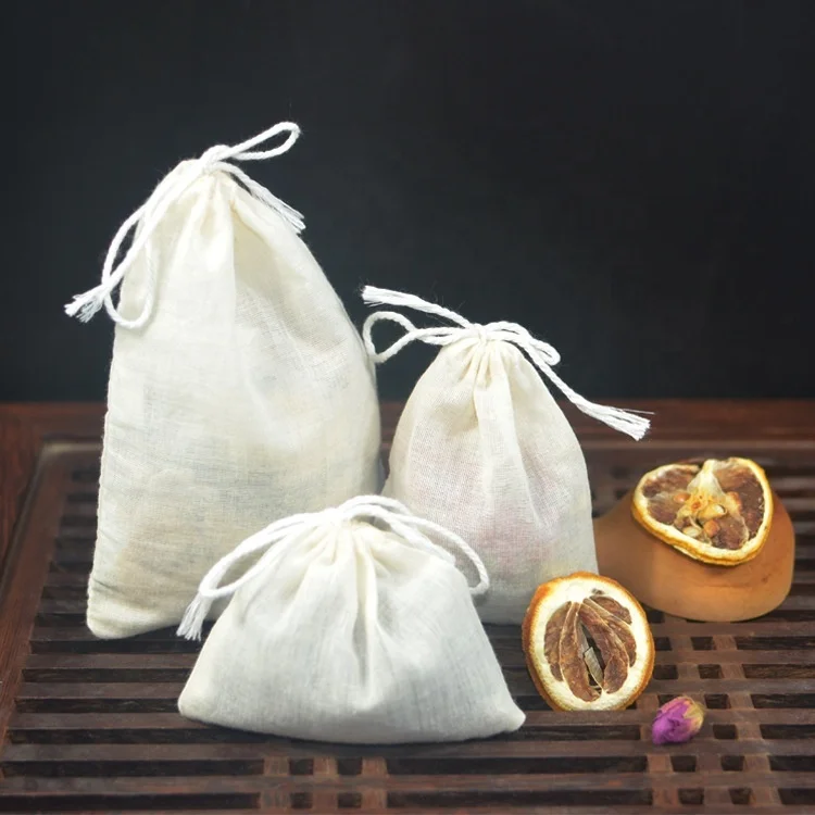 100% Cotton Drawstring Bags Biodegradable Natural Eco Friendly Muslin Bags