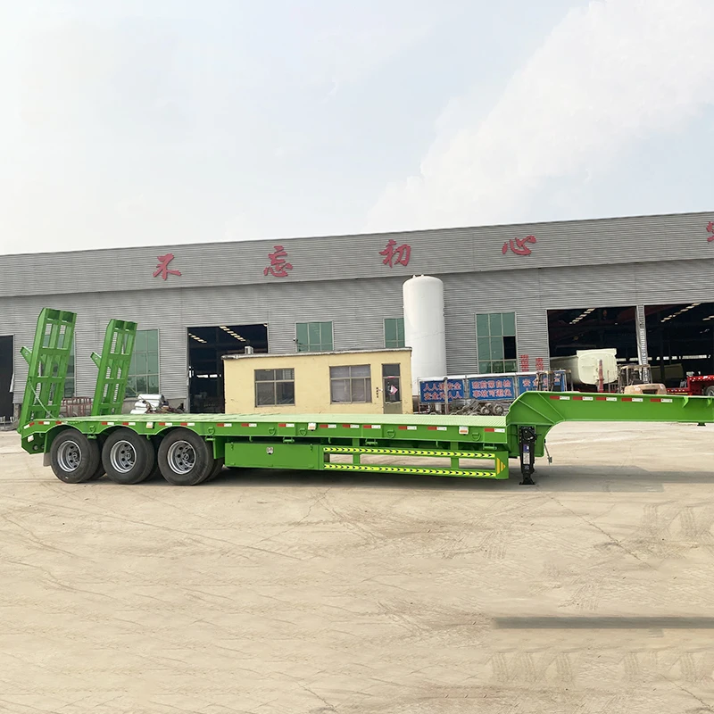 50 ton 60 ton 80t 100 ton 18m 3 Axles Hydraulic Lowbed Lowboy Low Bed Loader Semi Trailer