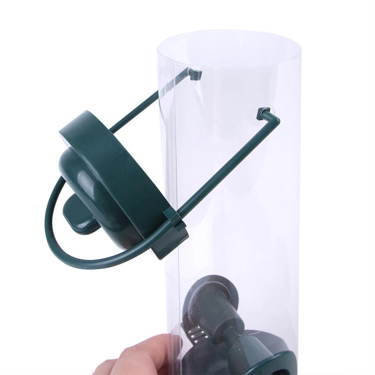 Easy Operation Feed Trough Outdoor Garden Transparent Bird Feeder Metal