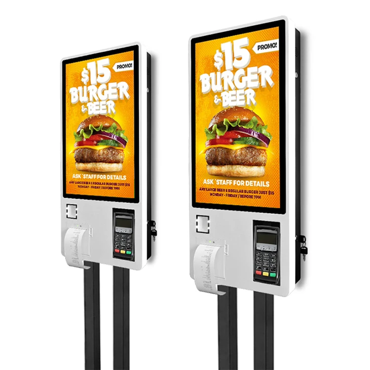 24 inch touch screen self service ordering kiosk payment machine for restaurant