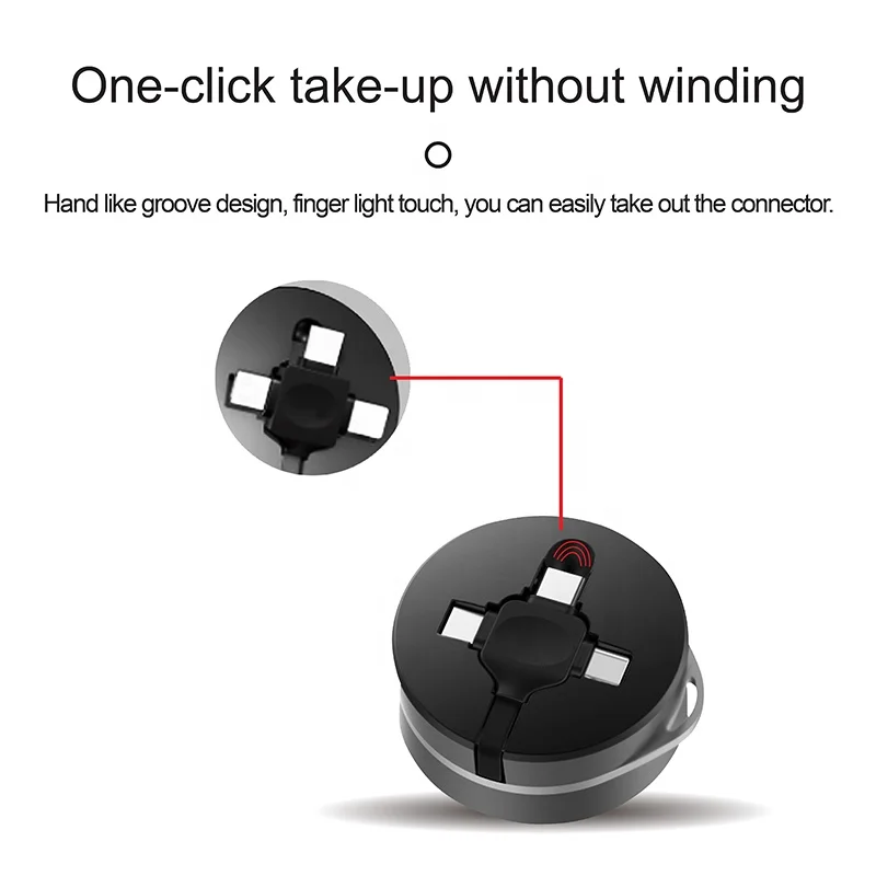 
Huien 3 in 1 two side pull retractable usb multi charging cable for iphone for android for type C 