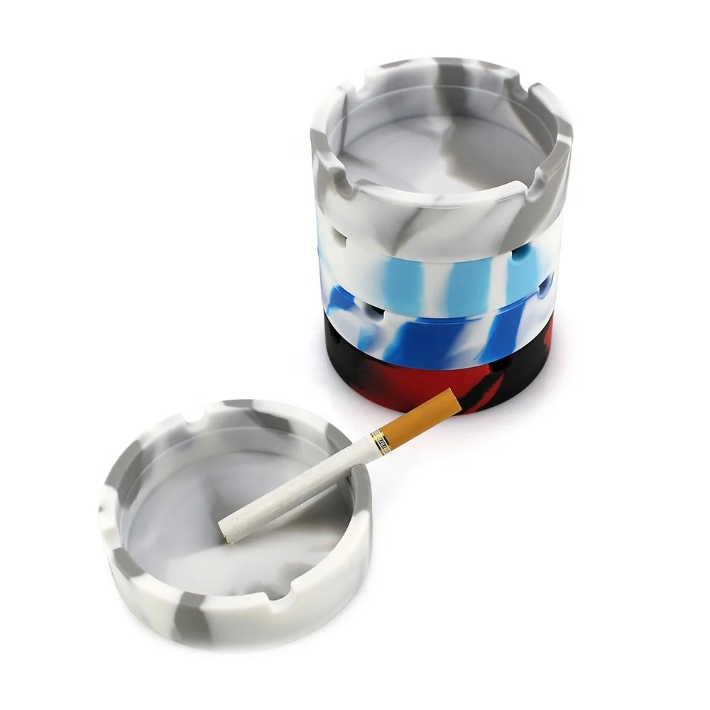 Eco-friendly  protection soft round portable ashtray camouflage silicone ashtray