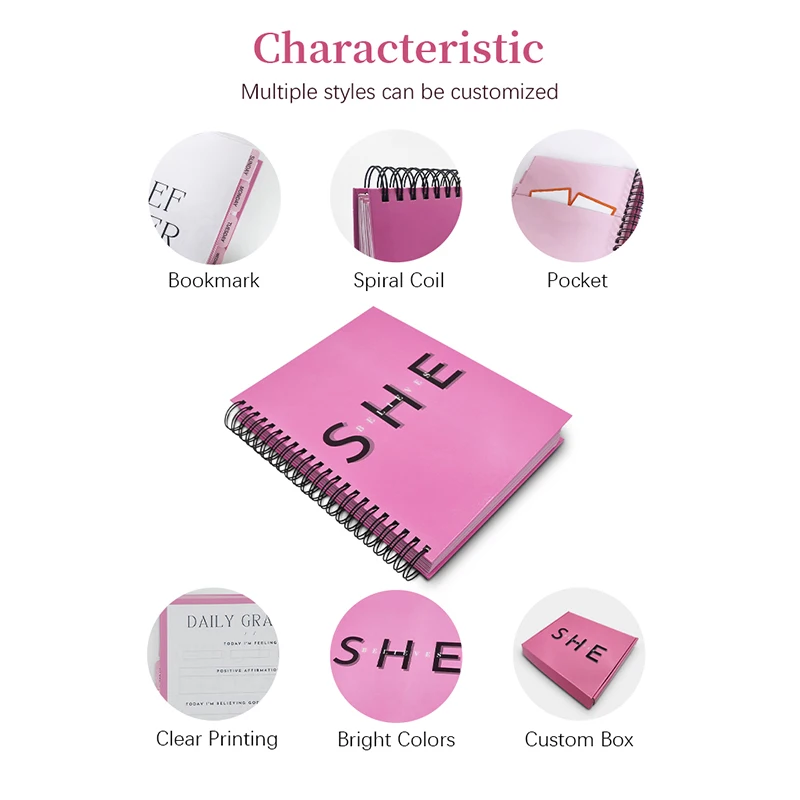 2024 2025 Custom spiral binding A3 A4 A5 Journal Notebook Daily and weekly planner with box