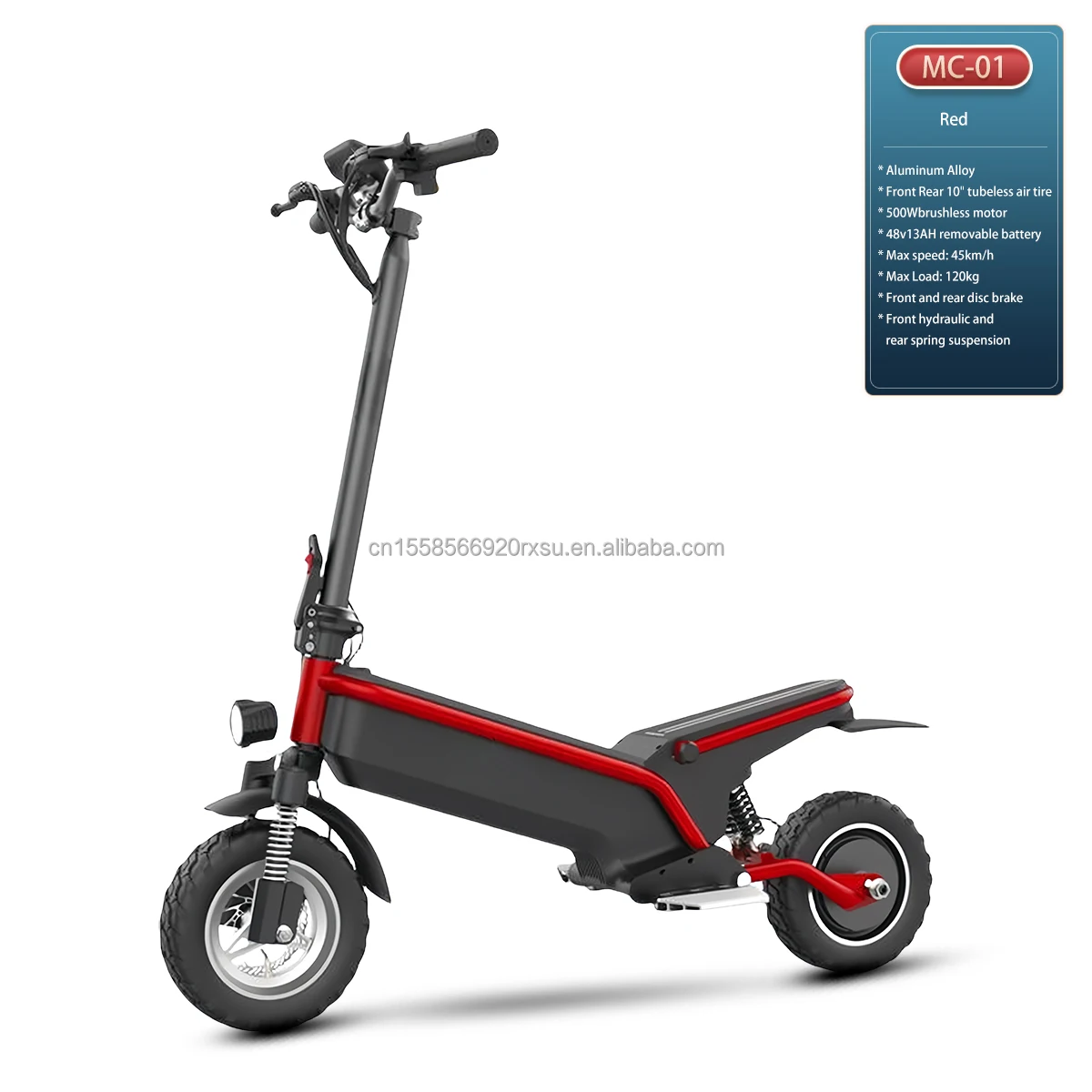 48V 500W Aluminum Alloy Frame OEM Color Portable LED Display Electric Folding Scooter
