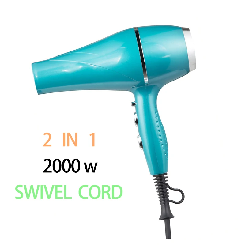 Bule wave Hair Dryers Power Cord Switch Commercial Compact 2000w Portable Electric Blowdryer Infrared Hair Dryer