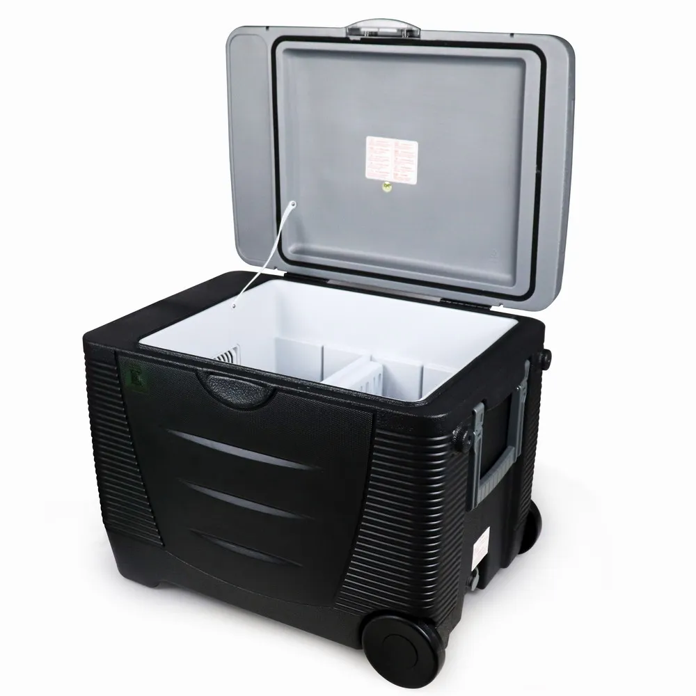 DC12V 45L portable camping travelling cooler box with wheels CE ROHS ERP GS CB hot cold mini fridge camping car fridge