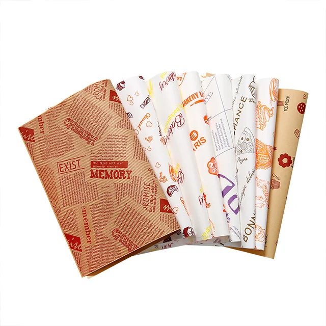 Wholesale Custom Printed Oil Proof Deli Paper Sheets Wax Paper Food Wrapping Disposable Greaseproof Aluminum Hamburger Paper