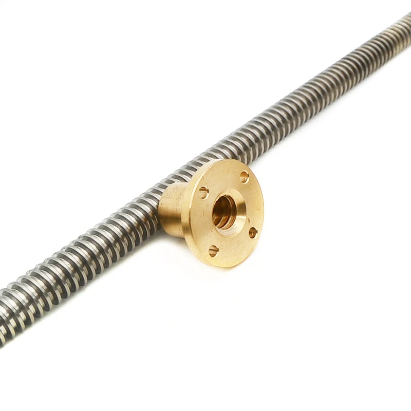Stainless steel trapezoidal thread lead screw T16 Tr 16x4 Tr16x4 16mm diameter lead screws 500mm length with flange brass nut