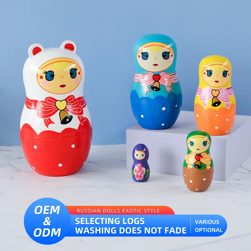 Best Selling Manual Wholesale Customization Matryoshka Wood Russian Doll Cartoon Toy for Gift
