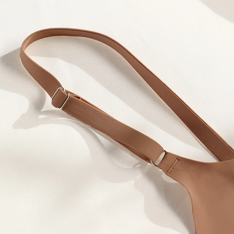 BPD108  New 5 Colors One Piece Seamless T-shaped Sports Underwear Set Ice Silk Nude Women Bra And Panties Sets