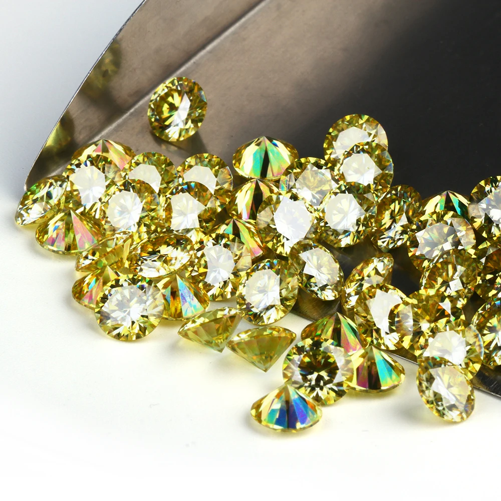 2023 new light yellow moissanite 0.5ct-4ct artificial diamond VVS1 VVS2 clarity yellow round gems ring chain main stone