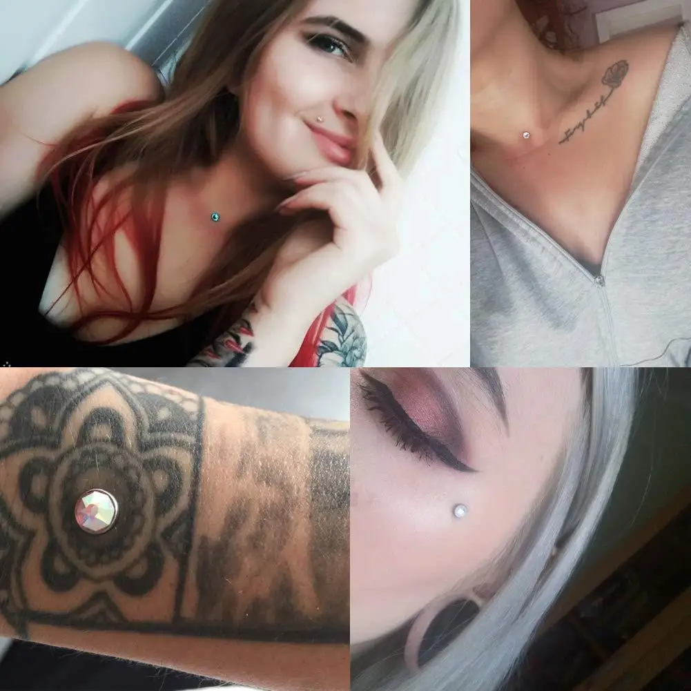 ASTM F136 Titanium G23 Micro Dermal Anchor piercing jewelry Clear Gem Skin Piercing Sexy Jewelry Implanted By Surface Puncture