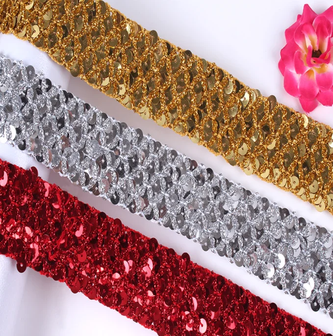 Chinese style garment accessories non elastic gold lace dance bead lace
