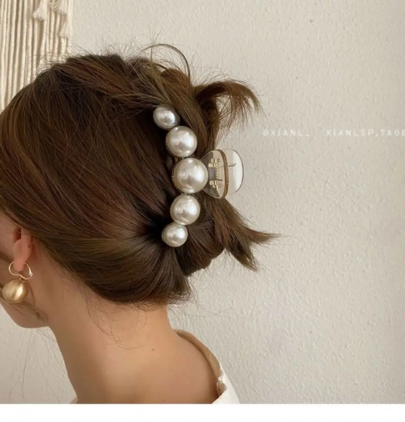 Luxury Pearl Hairpin Side Clip Girl Hair Accessories Big Small Size Transparent Hairgrips Pearl Hair Claw Clips