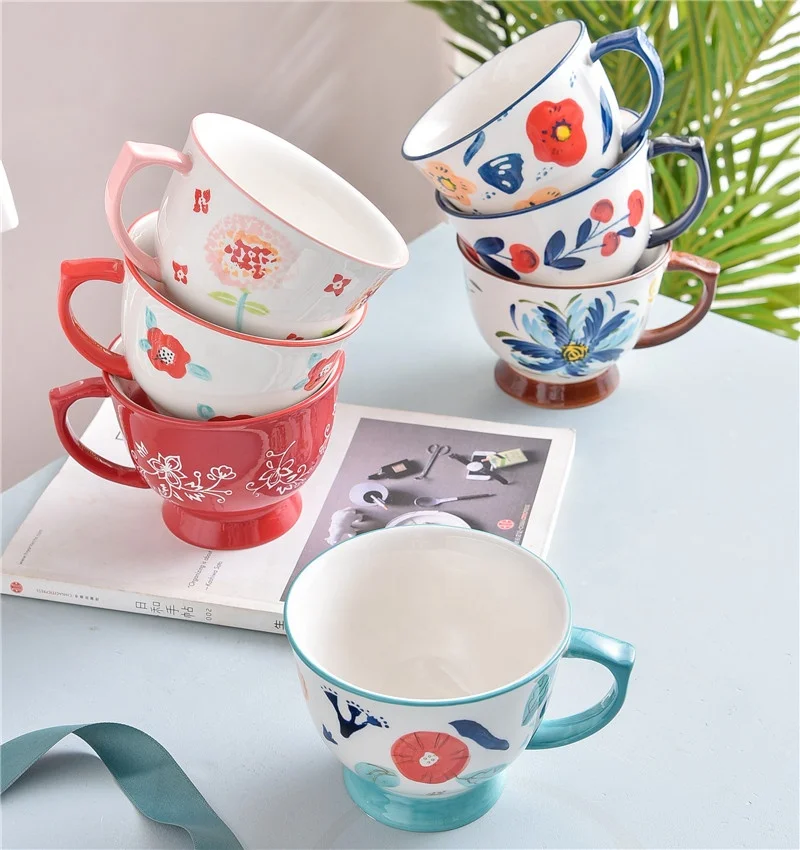 New Ins European American Microwave Oven Office Baking Roasted Large Handle Cup Milk Coffee Oatmeal Breakfast Mug