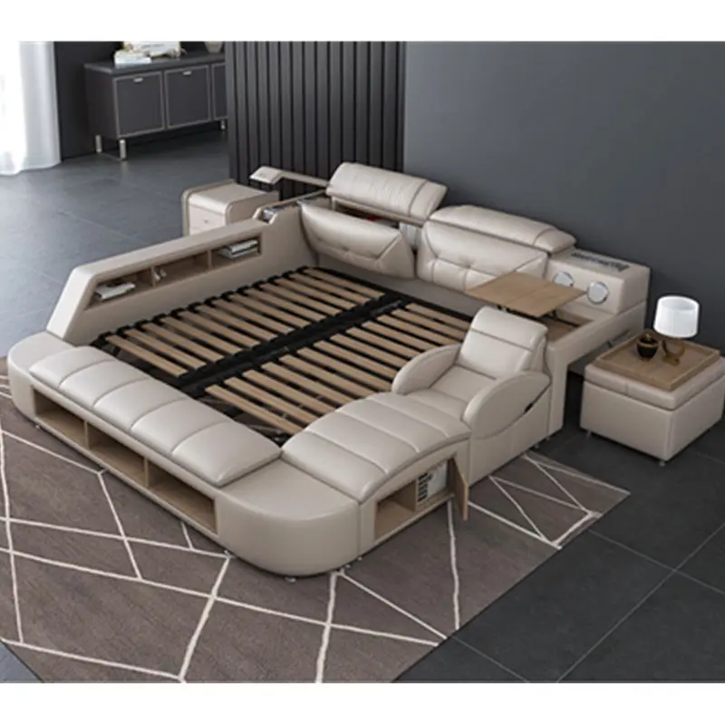 PYC-28 Customizable Modern Multifunctional Storage Bed With Smart Massage Bed Usb Music LED Bedroom Set Furniture