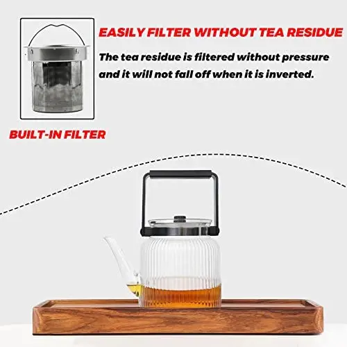 Good Clear Heat Resistant Glass Kettle teapot With Stainless Steel Infuse