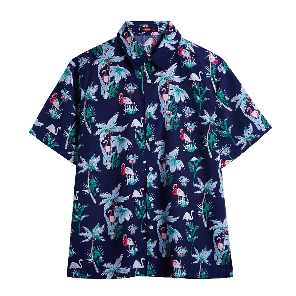 Wholesale Top Casual Print 100% Polyester Short Sleeve Hawaiian Buttons Up Shirts For Men