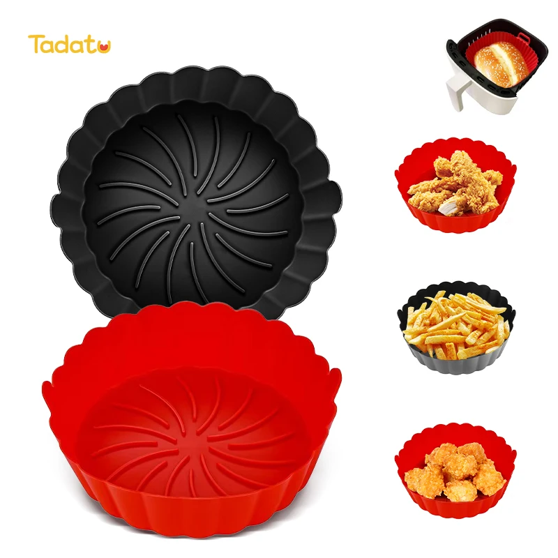 8inch Food Grade Silicone Airfryer Liners Baking Basket Accessories Reusable Air Fryer Silicone Liners Air Fryer Silicone Pot