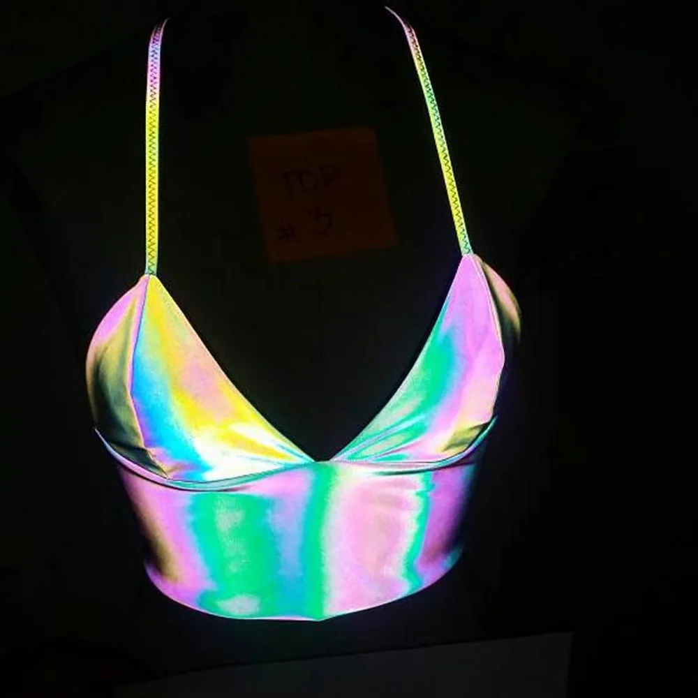 Hot Sale 2019 Summer New Women Sexy Deep V Holographic Reflective