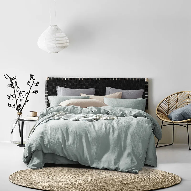 Nature Vintage sheet set flax linen bedding jogo de cama hemp edredones 4-piece bedding set