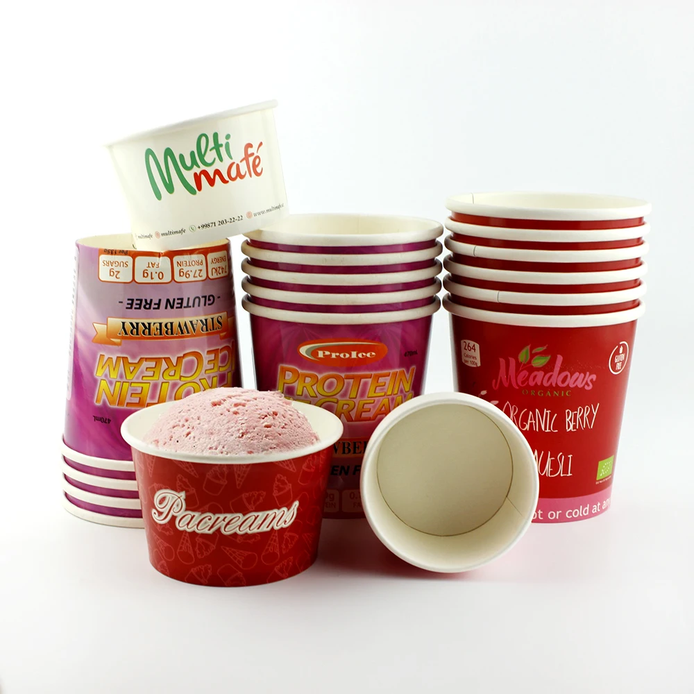 custom print disposable ice cream paper cup factory cheap price paper ice cream cup biodegradable Ice cream paper cup