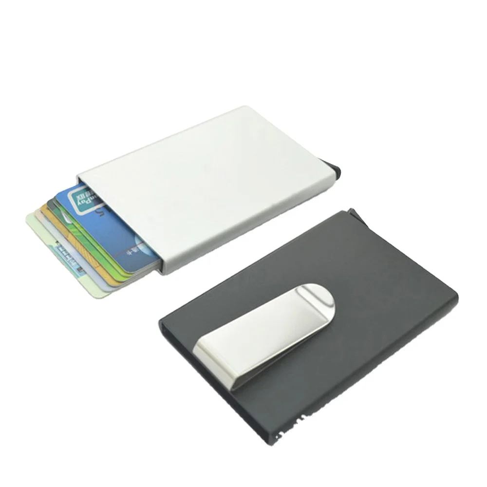 Portable Men Card Holder RFID Blocking ID Credit Card Wallet Aluminium Case Money Clip Card Organizer