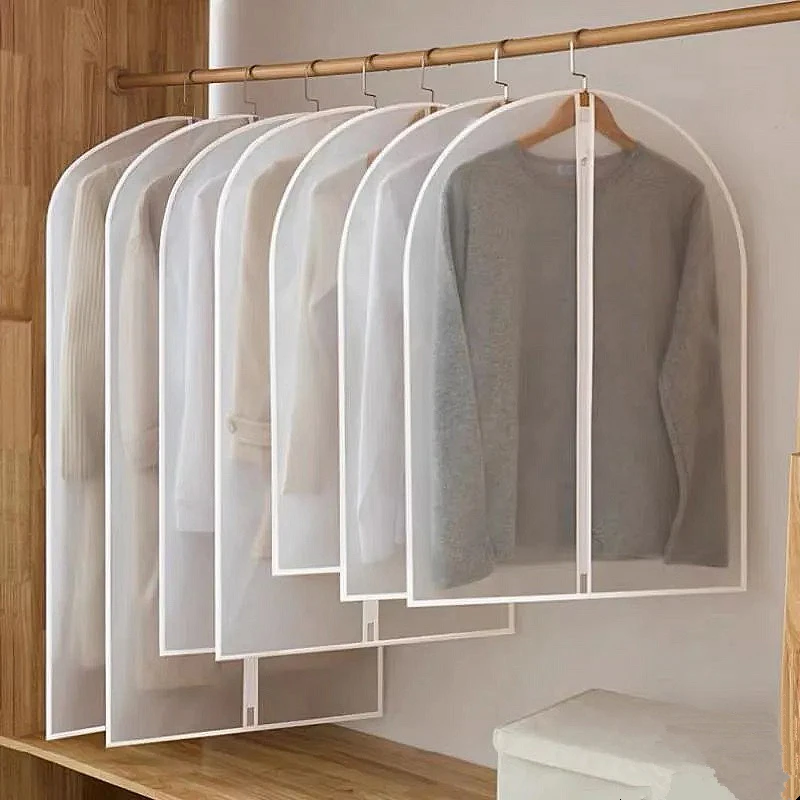 Clothing Dust Cover Household Coat Transparent Waterproof Suit Cover Storage Clothes Dust Cover PEVA Hanging