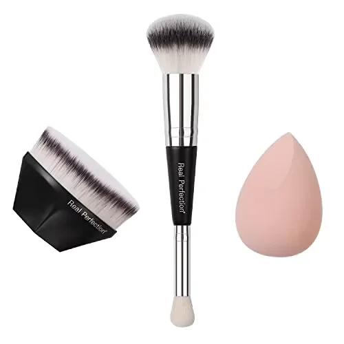 Ahyee 1PC Angled Blush Brush Custom Multifunctional Makeup Tool Wooden Handle Foundation Face Application Private Label Black