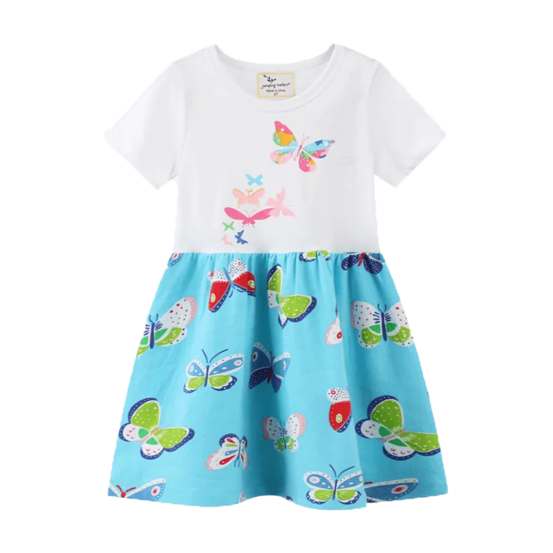 2022 Fashion Cute Korean Stylish Cotton 3D Flower Applique Baby Collar Pink Little Girls Clothes Dress For Kids Summer