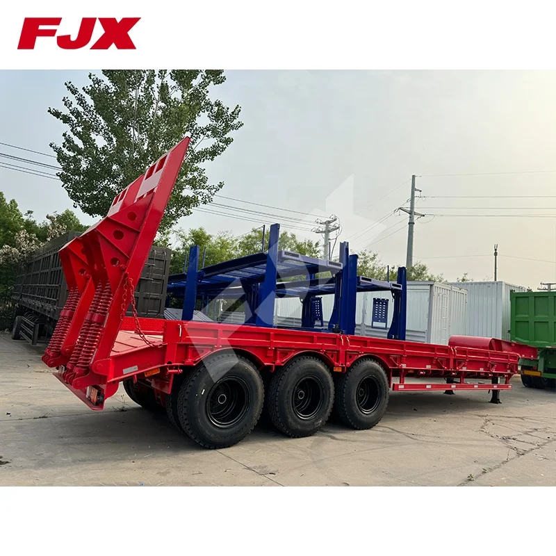 3 Axles 60 Tons 80 Tons Low body Trailer with Gooseneck Lowbed Trailer Low Flatbed Semi Trailer for Sale