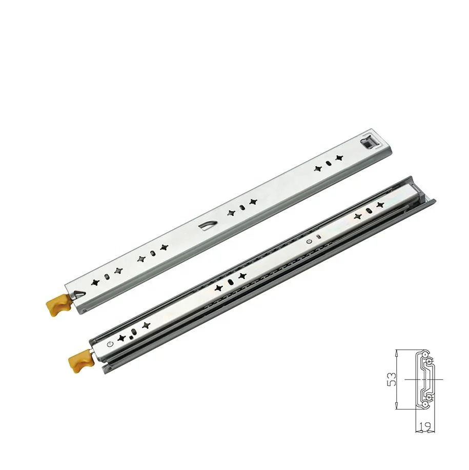 SNEIDA 53mm Full Extension Stainless Steel Ball Bearing Telescopic Channel Heavy Duty Logistics Storage Tool Cabinet Drawer Rail