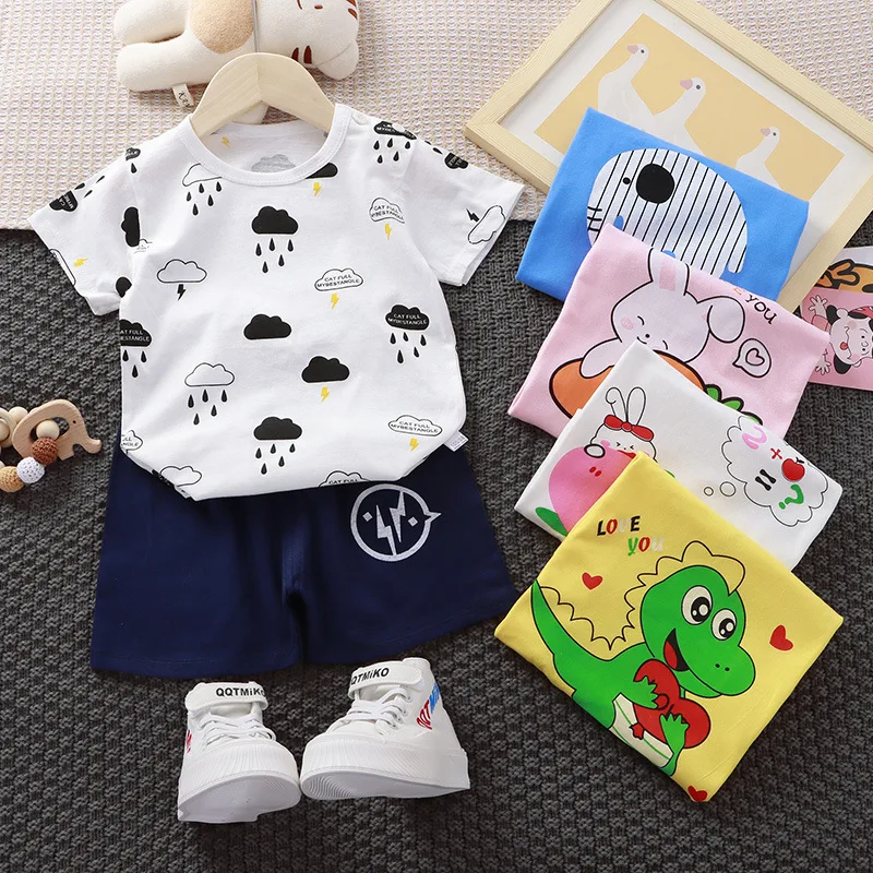 2-piece set of T-shirts and shorts Clothes for boys and girls Casual cotton baby clothes Summer baby outfits