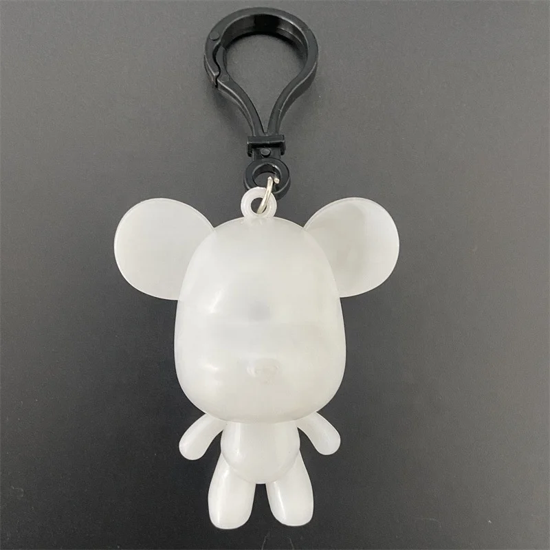 DIY 6.5cm Resin Bear Keychain Handmade Fluid Bear Home Decorations Model Coloring Toys for Kids Painting Crafts