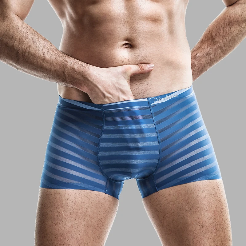 Caivov Kanosi Custom logo Seamless Mens Sexy Underwear & Boxers Elastic Gym Shorts Anti-bacterial Ice Silk Thin Boxer for Men