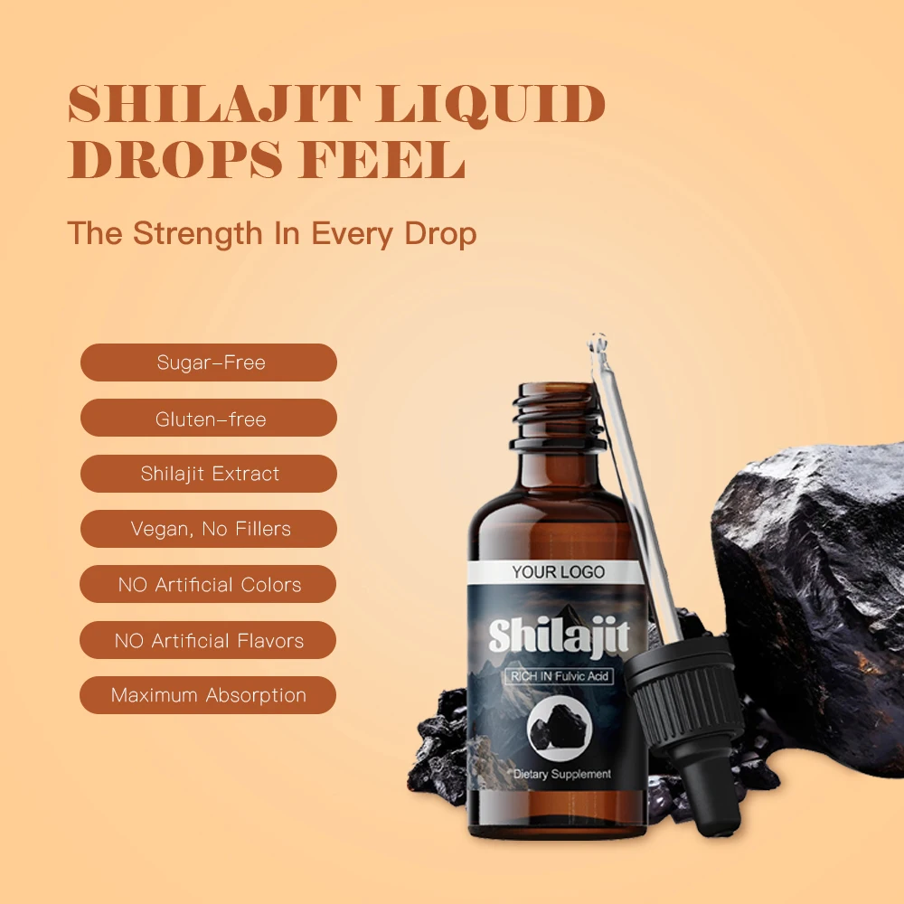 Pure Natural Shilajit Extract Liquid Himalayan Shilajit drops Rich in 85+ Trace minerals Humic Fulvic Acid for energy