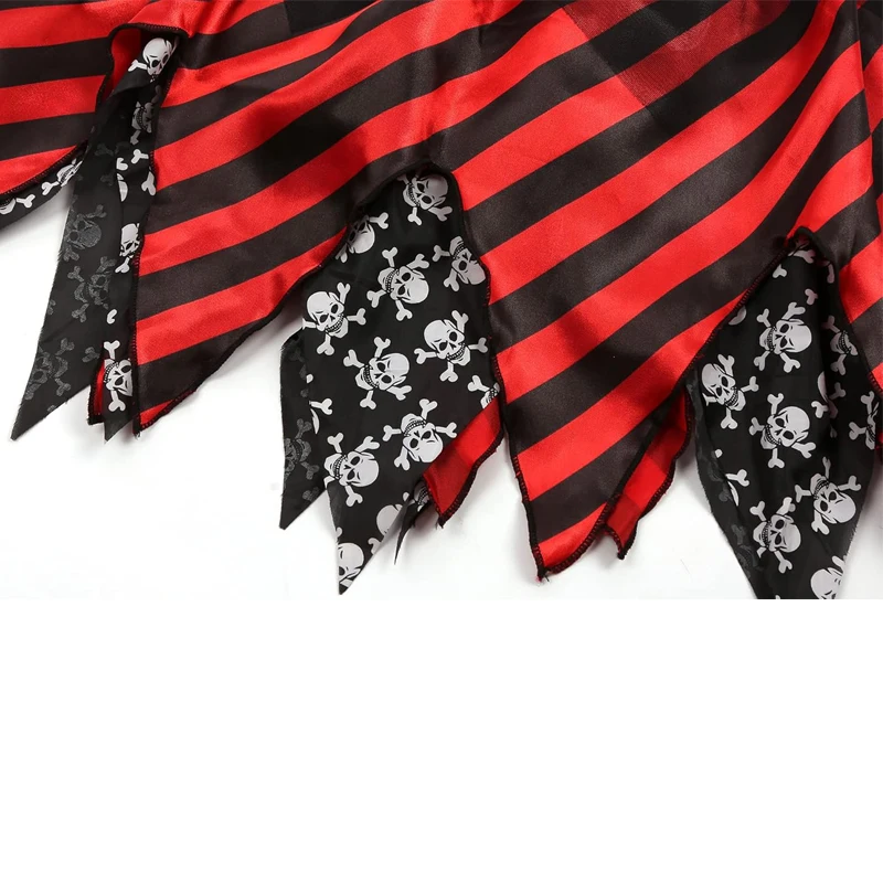 Girls Pirate Costume Halloween Cosplay Cute Red Skirt for Festival Activities
