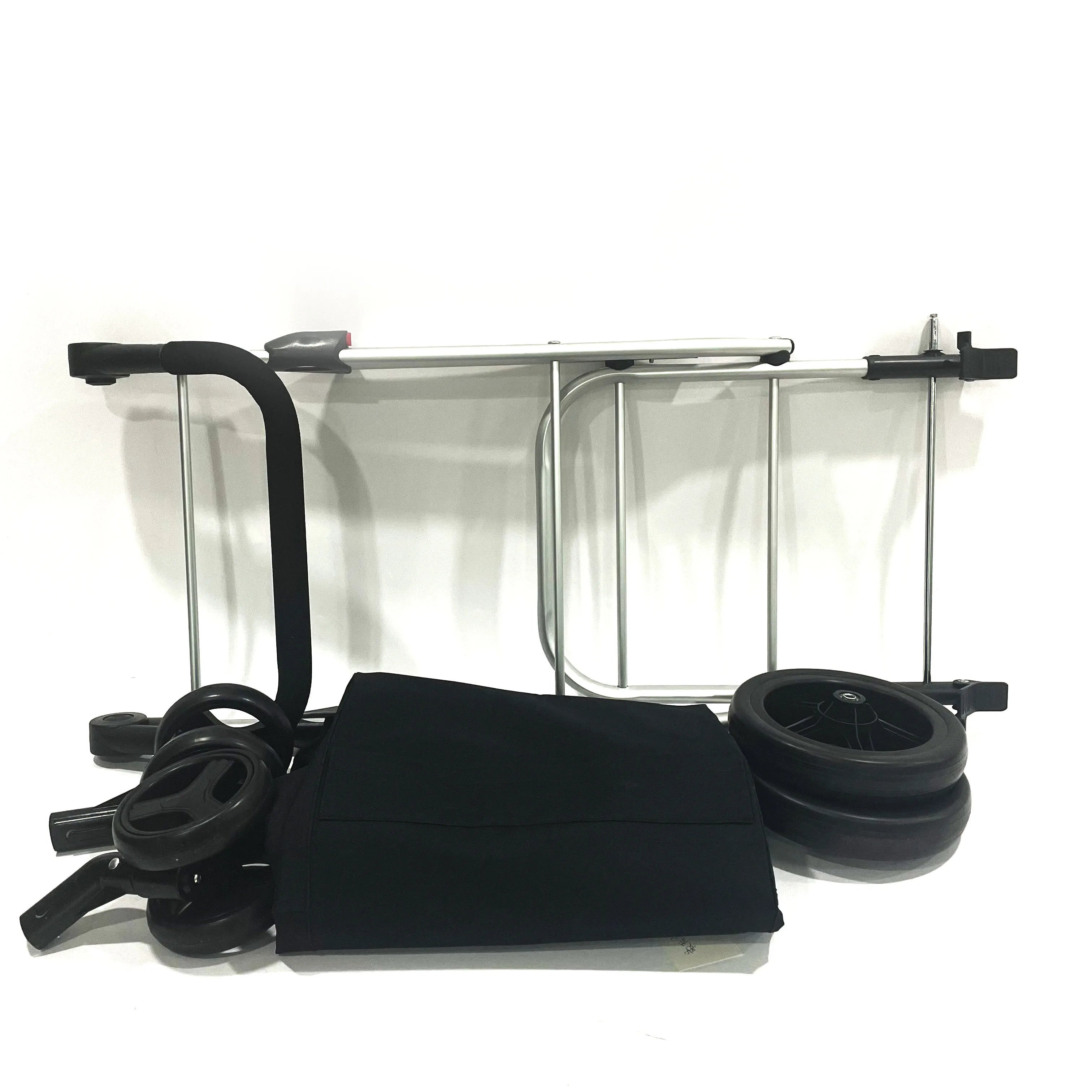 custom logo wheeled rolling market vegetable detachable Collapsible grocery folding foldable reusable shopping trolley bag