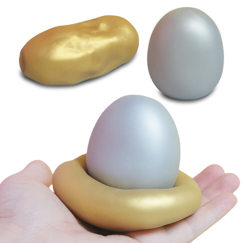 Golden Silver Egg Toy Simulation Chicken Eggs Easter Egg Novel Toy TPR Sand Filler Stretch Toy