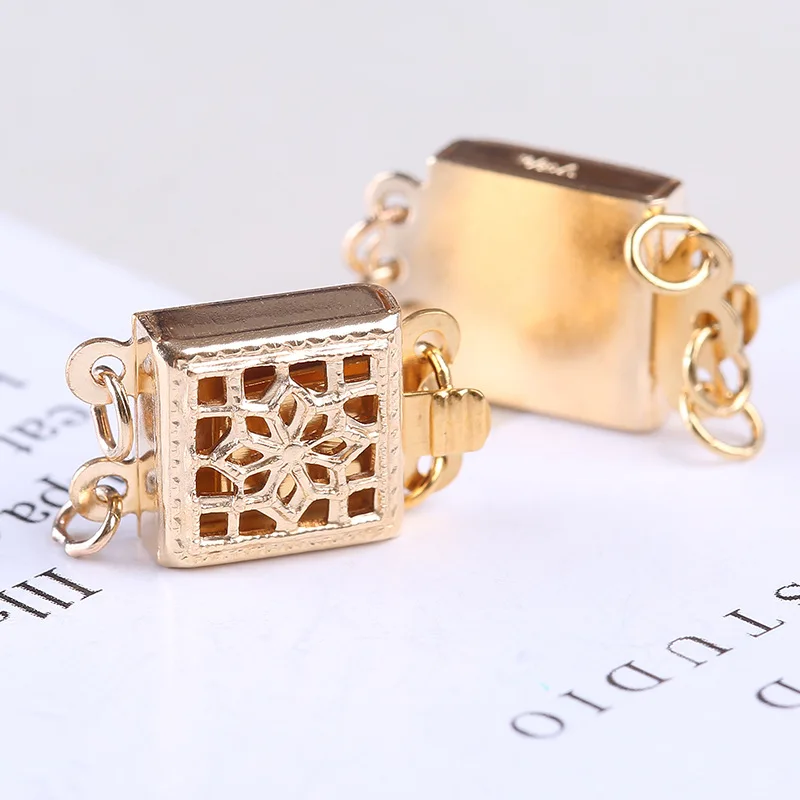 Best Quality 14k Gold Filled 8.5mm Square Filigree Pearl Clasp For Necklace Making
